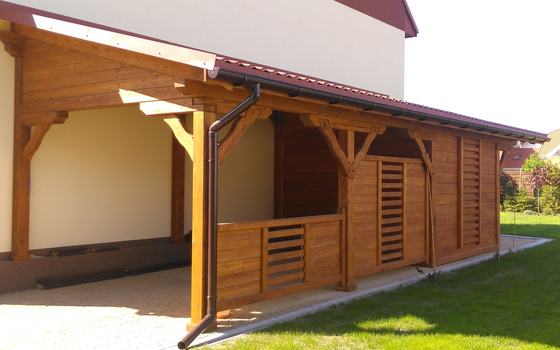 Barierka drewniana B6 - Pełne wypełnienie z drabinką