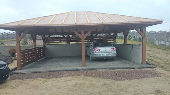 Garaż drewniany lub wiata garażowa, G014, wymiar 6x8m, pokrycie blacha, dach 4S, barierka B01, rodzaj otwarty, realizacja Ciesielnia, zdjęcie 3