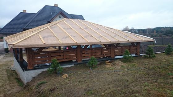 Garaż drewniany lub wiata garażowa, G014, wymiar 6x8m, pokrycie blacha, dach 4S, barierka B01, rodzaj otwarty, realizacja Ciesielnia, zdjęcie 7