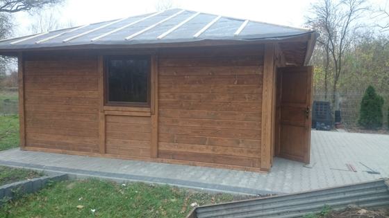 Garaż drewniany lub wiata garażowa, G015, wymiar 6x6m, kolor kasztan, pokrycie dachowka, dach 4S, rodzaj zamkniety, realizacja Ciesielnia, zdjęcie 4