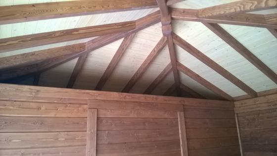Garaż drewniany lub wiata garażowa, G015, wymiar 6x6m, kolor kasztan, pokrycie dachowka, dach 4S, rodzaj zamkniety, realizacja Ciesielnia, zdjęcie 6