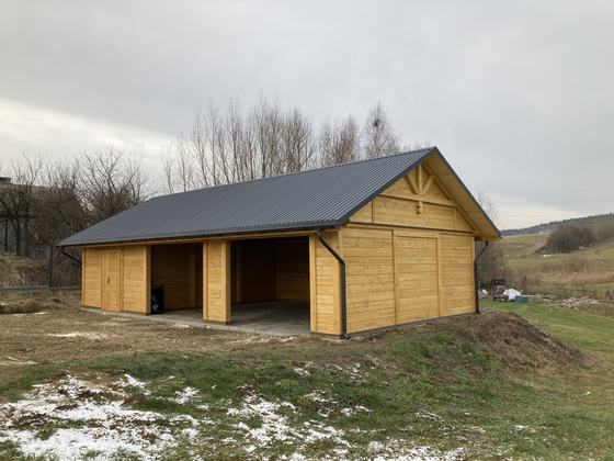 Garaż drewniany lub wiata garażowa, G019, wymiar 6,5x12,5m, kolor dąb, pokrycie blacha, dach 2S, rodzaj zamkniety, realizacja Ciesielnia, zdjęcie 4