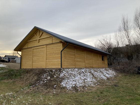Garaż drewniany lub wiata garażowa, G019, wymiar 6,5x12,5m, kolor dąb, pokrycie blacha, dach 2S, rodzaj zamkniety, realizacja Ciesielnia, zdjęcie 6
